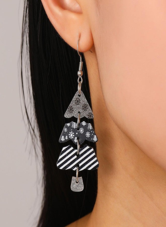 Xeyau Christmas Earrings for Women Black Christmas Tree Sweater Doughnut Earring Lightweight Acrylic Earrings Cute Christmas Earring Accessorie Jewelry (Black) - Image 4